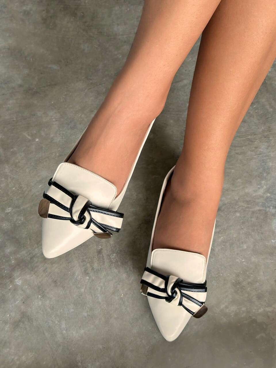 CUCCOO CHICEST Women's Shoes Bow Decor Point Toe Lightweight Ballet Fashion Beige Outdoor Flats Vacation Shoes Summer Halloween