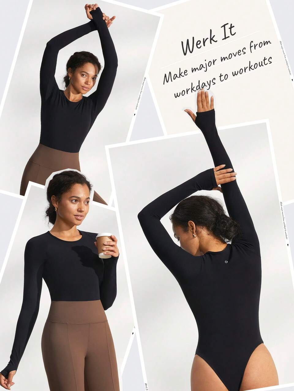 FeatherFit™ Round Neck Bodysuit With Thumbhole