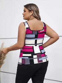 SHEIN Clasi 大碼幾何印花背心上衣 - 彩色 - 查看 2