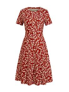 Ditsy Floral Print A-line Dress - Multicolor - View 5