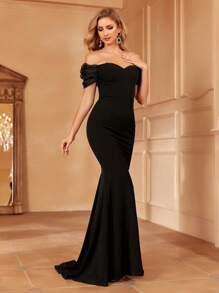 Faeriesty 一字肩魚尾裙下擺婚紗連衣裙