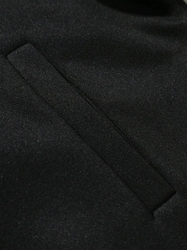 Loose Fit Men's Slogan & Butterfly Printed Two-Tone Varsity Jacket