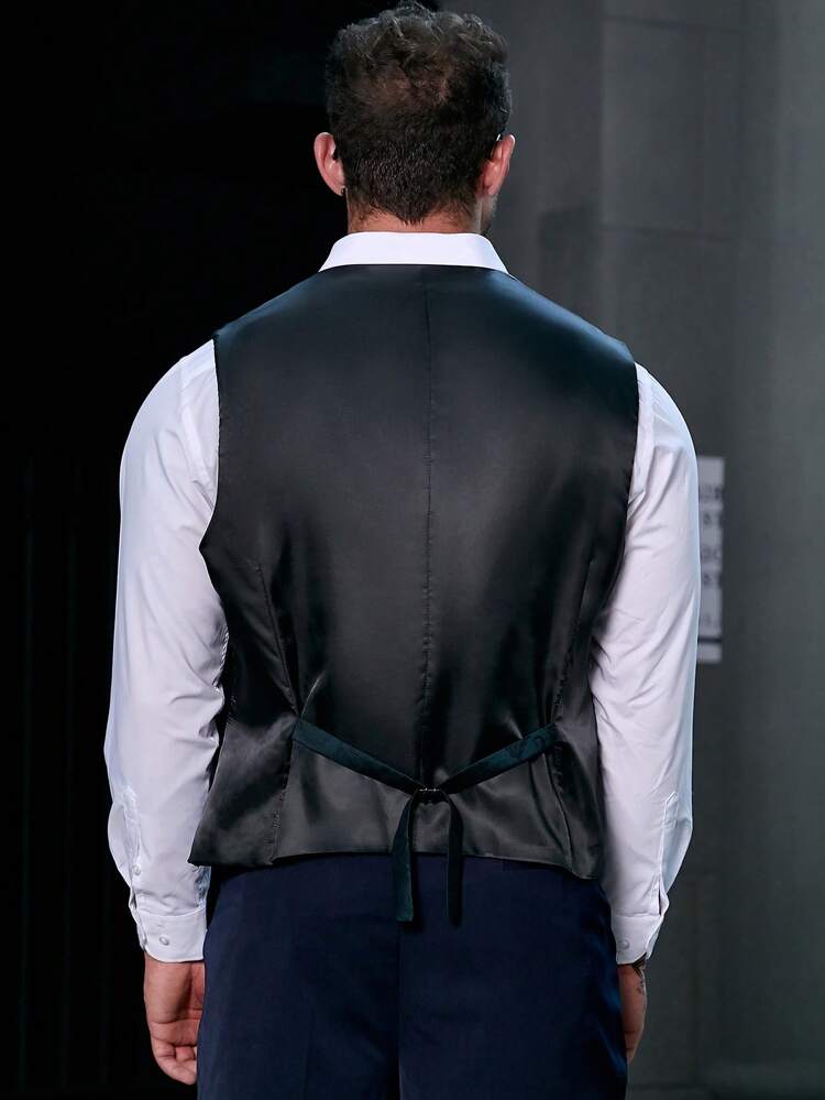 Men Plus Jacquard Shawl Collar Waistcoat