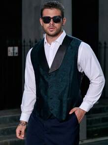 Manfinity Mode Men Plus Jacquard Shawl Collar Waistcoat