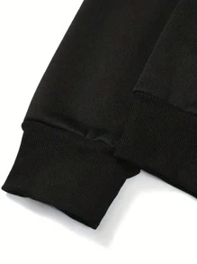 Manfinity Hypemode Loose Fit Heart & Figure Graphic Kangaroo Pocket Hoodie For Men - Black - View 4