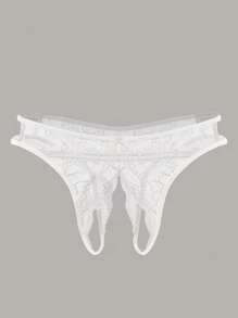 花卉蕾丝蝴蝶结装饰开裆内裤内衣