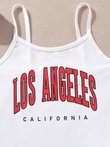 Cô gái Đồ họa Chữ cái Áo liền quần dây treo & Quần short - Nhiều màu - Xem 5