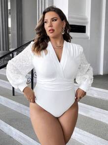 SHEIN Privé 冬季加长斜领灯笼袖紧身衣