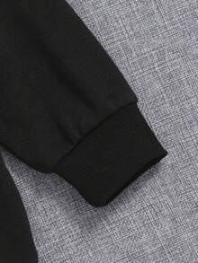 SHEIN Young Girl Heart & Slogan Graphic Sweatshirt - Black - View 4