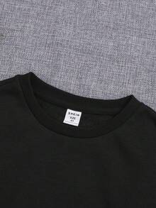 SHEIN Young Girl Heart & Slogan Graphic Sweatshirt - Black - View 5