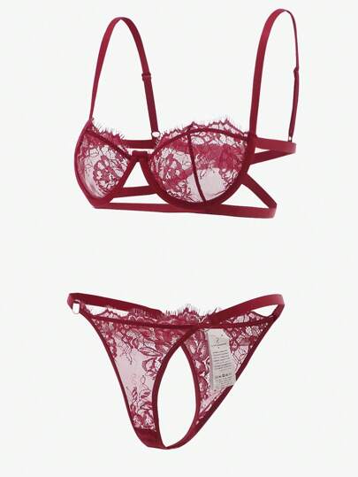 Esselle Bloemen Kanten Underwire BH Slipje Verleidelijke Lingerie Set view 5