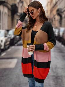 SHEIN LUNE 1 件拼色落肩开衫 - 彩色 - 查看 3