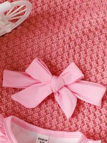 Baby Girl Cartoon Print Ruffle Trim Jumpsuit & Headband - Multicolor - View 4