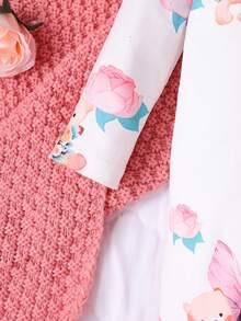 Baby Girl Cartoon Print Ruffle Trim Jumpsuit & Headband - Multicolor - View 5