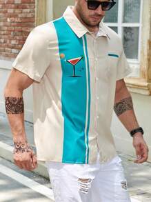 Manfinity RSRT Nam Plus Nước uống & Khối màu Vá Túi Áo sơ mi - Màu be - Xem 1