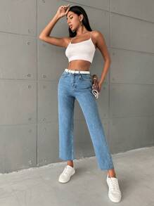 EURMUSE High Waist Straight Leg Jeans