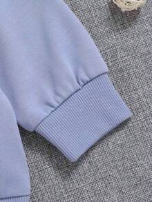 SHEIN 女小童愛心和標語圖案落肩袖運動衫 - 淺藍色 - 查看 5