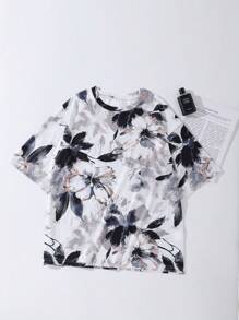 SHEIN Unity Camiseta con estampado floral - Multicolor - Ver 1