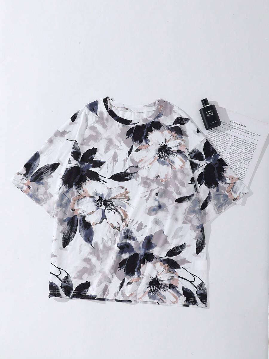 SHEIN Unity Camiseta con estampado floral - Multicolor - Ver 1