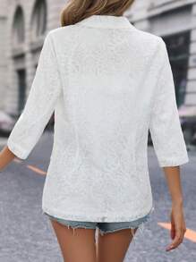 SHEIN Clasi 青果領單釦西裝外套 - 白色 - 查看 2