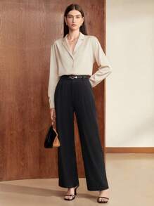 BizChic Pantalones de pierna ancha unicolor