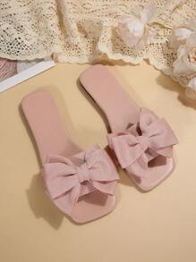 Bow Slippers Outdoor Celebrity Slippers For Women, Fashion Beach Sandals Anti-Slip Bow Outdoor Slippers Suitable For Date, Shopping, Beach, Recreation - Pink - View 8