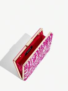 SHEIN BAE Sọc tương phản Mẫu Túi Box Clutch Với Có màu sắc Đá Đồ trang trí Đối với Của phụ nữ Tối Buổi tiệc - Nhiều màu - Xem 5