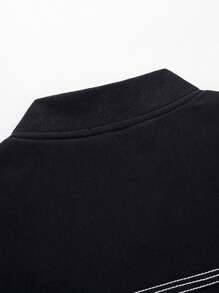 Men Zip Up Bomber Jacket - Black - View 4