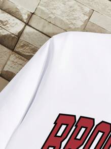 Men Letter Graphic Thermal Lined Sweatshirt - White - View 4