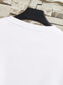 Men Letter Graphic Thermal Lined Sweatshirt - White - View 6