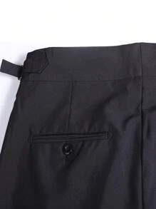 Men Solid Slant Pocket Suit Pants - Black - View 5
