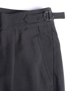 Men Solid Slant Pocket Suit Pants - Black - View 7