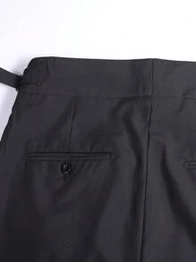 Men Solid Slant Pocket Suit Pants - Black - View 10