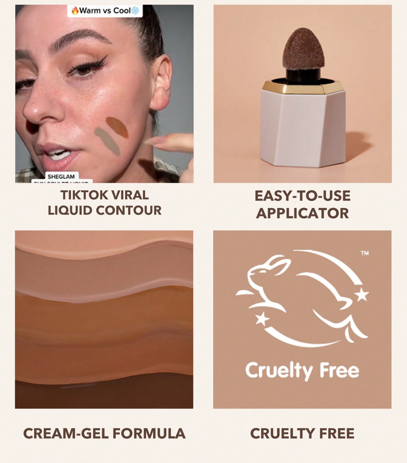 SHEGLAM Sun Sculpt Liquid ContourCamel Suede Gel Cream Contour Non