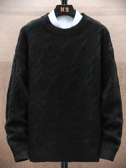 Men Solid Drop Shoulder Sweater Without Shirt