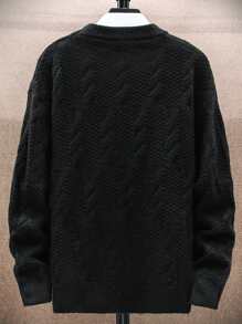 Men Solid Drop Shoulder Sweater Without Shirt - Black - View 2