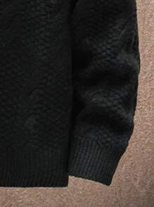 Men Solid Drop Shoulder Sweater Without Shirt - Black - View 4