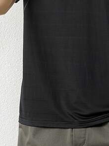 Men Contrast Trim Raglan Sleeve Tee - Black - View 3