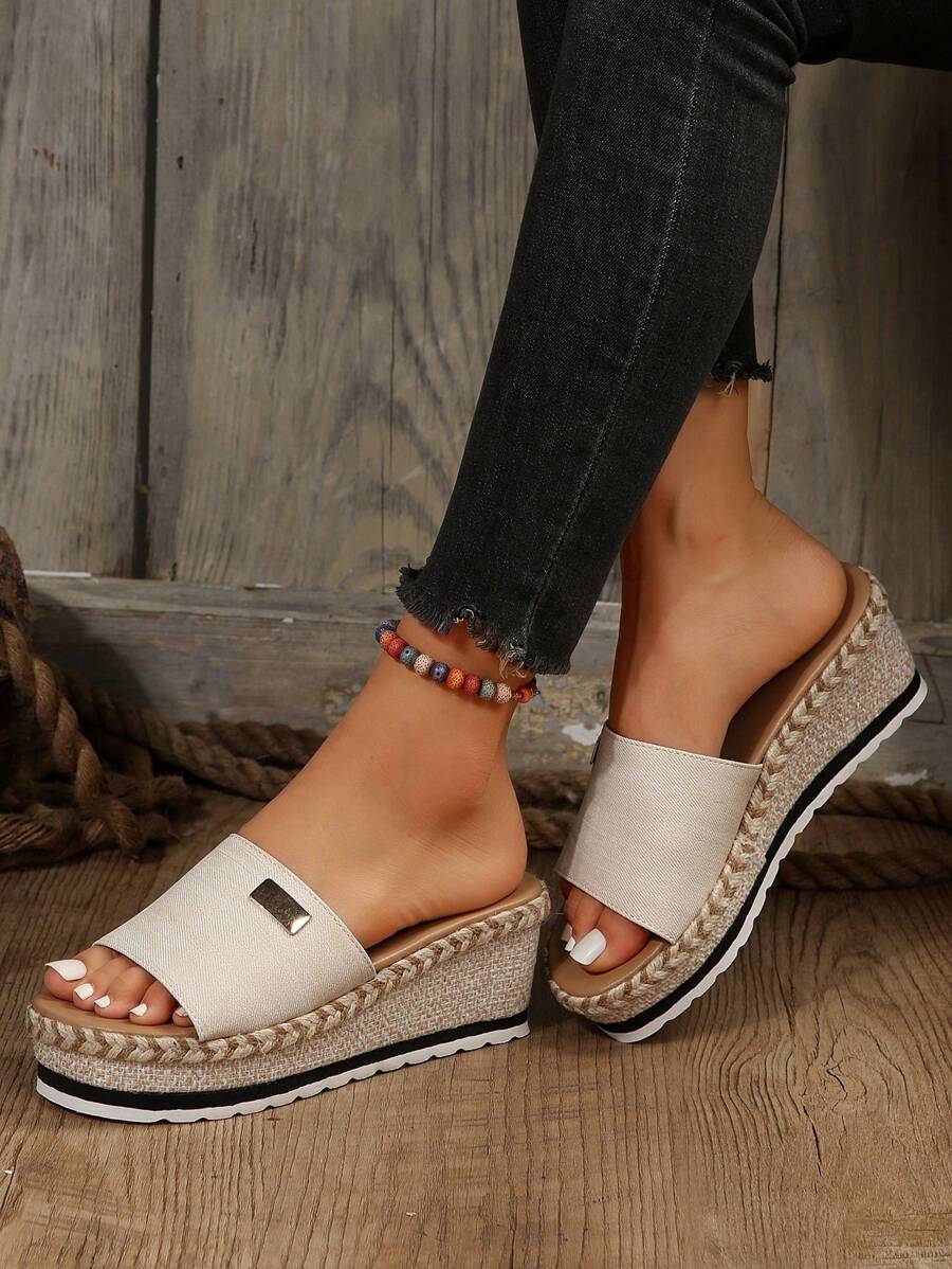 Women's Wedge Heel Thick Sole Slides,Spring Summer Outfits