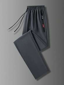 Hombres Pantalones de cintura con cordón con diseño de cremallera - Gris - Ver 1