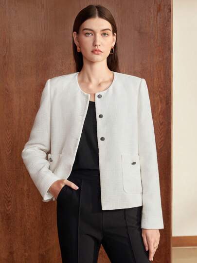 BizChic Solid Pocket Patched Overcoat
