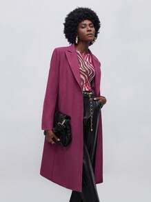 Maija Lapel Neck Open Front Longline Blazer - Purple - View 1