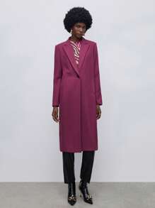 Maija Lapel Neck Open Front Longline Blazer - Purple - View 4