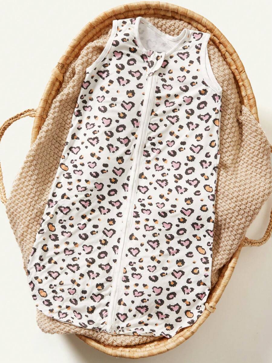 Cozy Pixies 1入組嬰兒豹紋和心形印花睡袋 - 彩色 - 查看 1