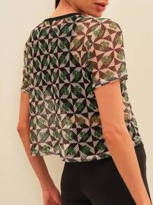 SHEIN Geo E Estampa Tropical Top - Multicolorido - Visão 2