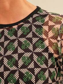 SHEIN Geo E Estampa Tropical Top - Multicolorido - Visão 4
