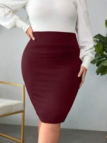 SHEIN Privé Hơn Cao eo Váy - Màu Đỏ Sâu - Xem 1