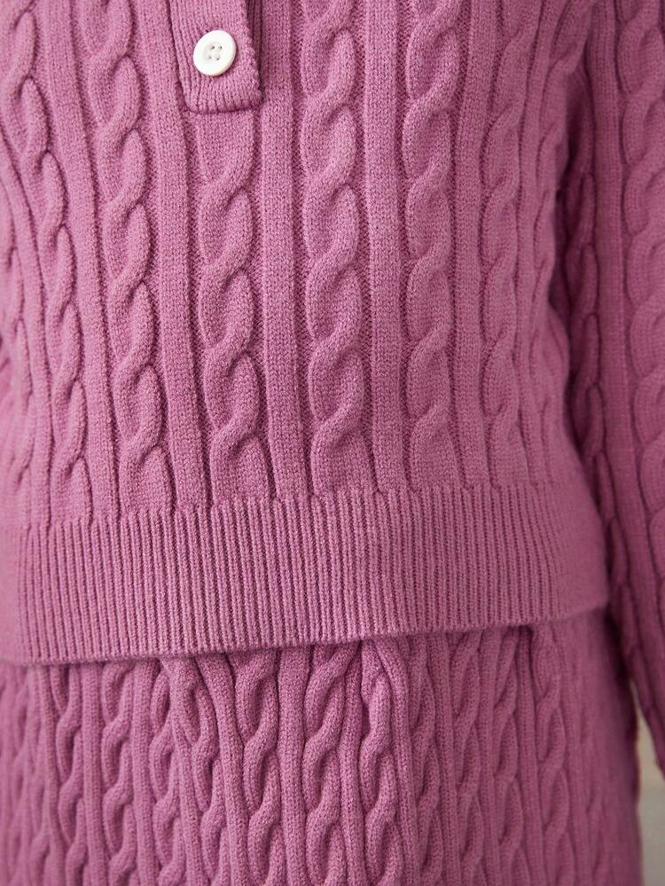 Tween Girl Cable Knit Sweater & Knit Skirt