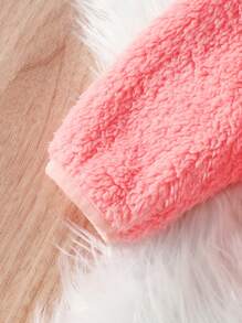 Kleines Mädchen Teddy Jacke mit 3D Ohr Design, Kapuze, Reißverschluss