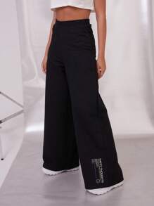 SHE(IN) BRASIL Đồ họa Khẩu hiệu Quần ống rộng - màu đen - Xem 1